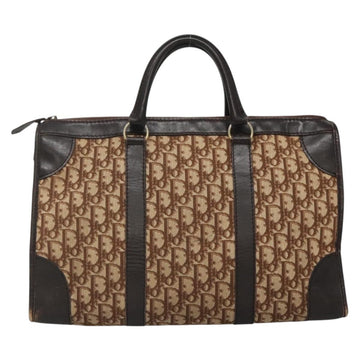 Christian Dior Trotter Canvas Hand Bag Brown Gold Auth 137848 - 0