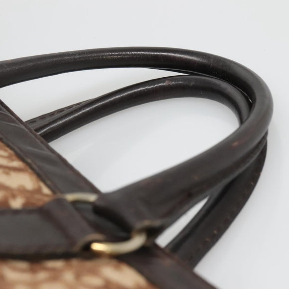 Christian Dior Trotter Canvas Hand Bag Brown Gold Auth 137848