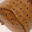 MCM Logogram Vicetos Boston Bag PVC Leather 2way Brown Gold Auth 137855-13