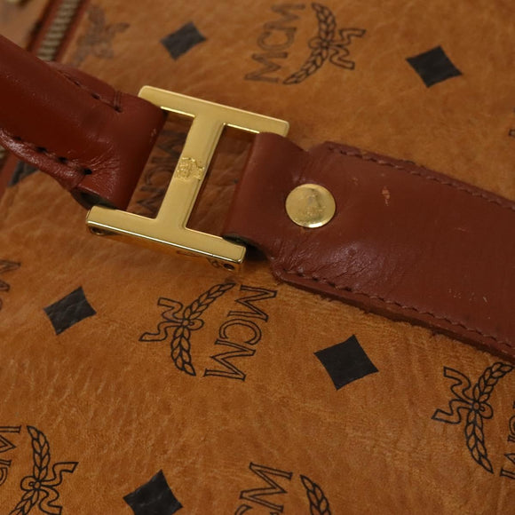 MCM Logogram Vicetos Boston Bag PVC Leather 2way Brown Gold Auth 137855