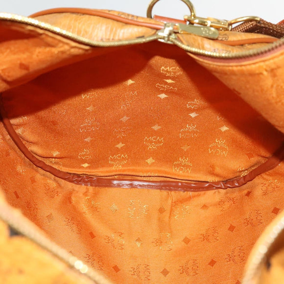 MCM Logogram Vicetos Boston Bag PVC Leather 2way Brown Gold Auth 137855