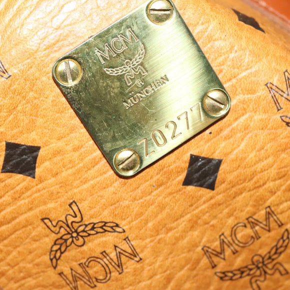 MCM Logogram Vicetos Boston Bag PVC Leather 2way Brown Gold Auth 137855