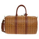 MCM Logogram Vicetos Boston Bag PVC Leather 2way Brown Gold Auth 137855-3