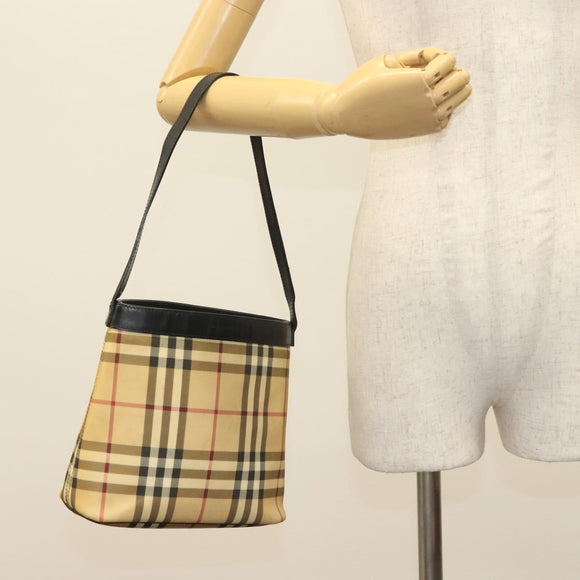 BURBERRY Nova Check Shoulder Bag PVC Beige Auth 137857
