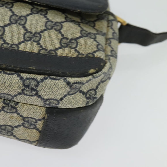 GUCCI GG Supreme Shoulder Bag PVC Navy Gold Auth 137864