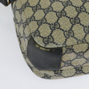 GUCCI GG Supreme Shoulder Bag PVC Navy Gold Auth 137864-15