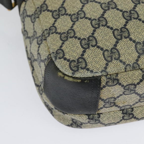 GUCCI GG Supreme Shoulder Bag PVC Navy Gold Auth 137864