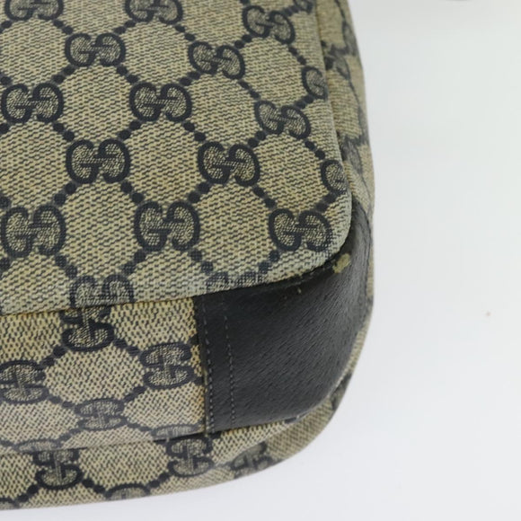 GUCCI GG Supreme Shoulder Bag PVC Navy Gold Auth 137864