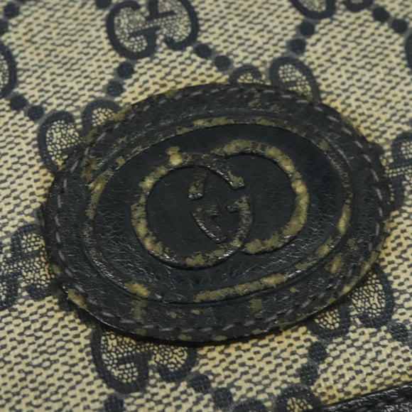 GUCCI GG Supreme Shoulder Bag PVC Navy Gold Auth 137864