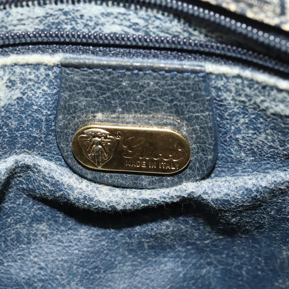 GUCCI GG Supreme Shoulder Bag PVC Navy Gold Auth 137864