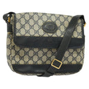 GUCCI GG Supreme Shoulder Bag PVC Navy Gold Auth 137864-1