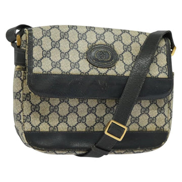 GUCCI GG Supreme Shoulder Bag PVC Navy Gold Auth 137864
