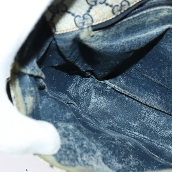 GUCCI GG Supreme Shoulder Bag PVC Navy Gold Auth 137864