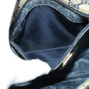 GUCCI GG Supreme Shoulder Bag PVC Navy Gold Auth 137864-22