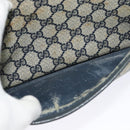 GUCCI GG Supreme Shoulder Bag PVC Navy Gold Auth 137864-12