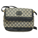 GUCCI GG Supreme Shoulder Bag PVC Navy Gold Auth 137864-13