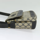 GUCCI GG Supreme Shoulder Bag PVC Navy Gold Auth 137864-3