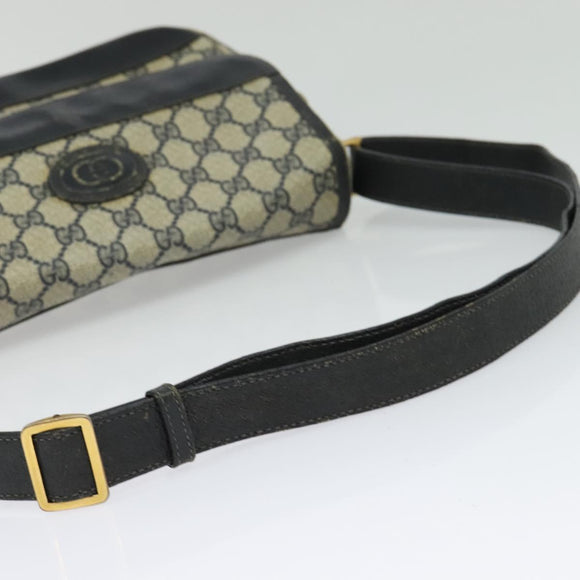 GUCCI GG Supreme Shoulder Bag PVC Navy Gold Auth 137864