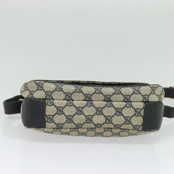GUCCI GG Supreme Shoulder Bag PVC Navy Gold Auth 137864