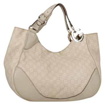 GUCCI GG Canvas Guccissima Shoulder Bag Leather Gold White 203504 Auth 137866