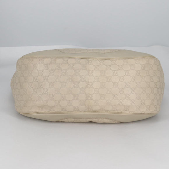 GUCCI GG Canvas Guccissima Shoulder Bag Leather Gold White 203504 Auth 137866