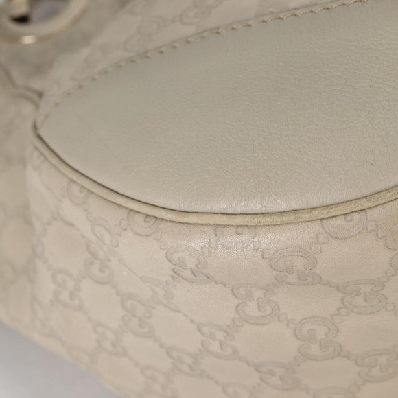 GUCCI GG Canvas Guccissima Shoulder Bag Leather Gold White 203504 Auth 137866