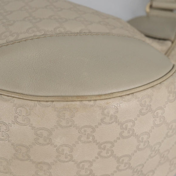 GUCCI GG Canvas Guccissima Shoulder Bag Leather Gold White 203504 Auth 137866