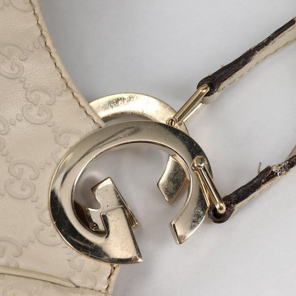 GUCCI GG Canvas Guccissima Shoulder Bag Leather Gold White 203504 Auth 137866