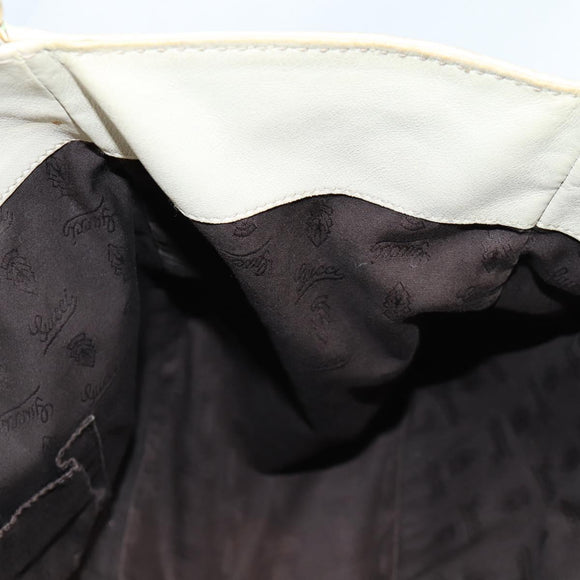 GUCCI GG Canvas Guccissima Shoulder Bag Leather Gold White 203504 Auth 137866