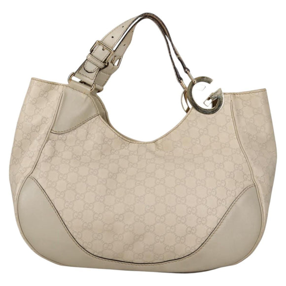 GUCCI GG Canvas Guccissima Shoulder Bag Leather Gold White 203504 Auth 137866