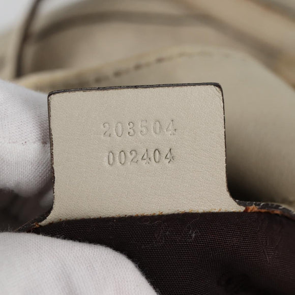 GUCCI GG Canvas Guccissima Shoulder Bag Leather Gold White 203504 Auth 137866