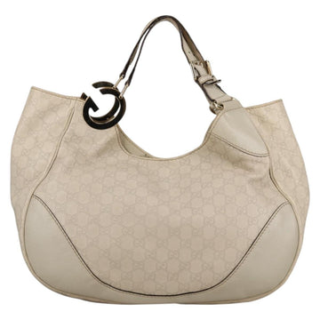 GUCCI GG Canvas Guccissima Shoulder Bag Leather Gold White 203504 Auth 137866 - 0