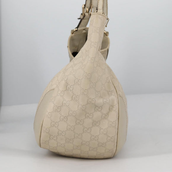 GUCCI GG Canvas Guccissima Shoulder Bag Leather Gold White 203504 Auth 137866