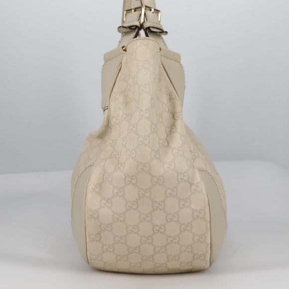 GUCCI GG Canvas Guccissima Shoulder Bag Leather Gold White 203504 Auth 137866