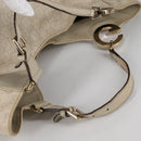 GUCCI GG Canvas Guccissima Shoulder Bag Leather Gold White 203504 Auth 137866-6