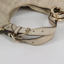 GUCCI GG Canvas Guccissima Shoulder Bag Leather Gold White 203504 Auth 137866-7