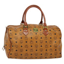 MCM Logogram Vicetos Boston Bag PVC Leather Brown Gold Auth 137869-1