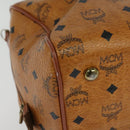 MCM Logogram Vicetos Boston Bag PVC Leather Brown Gold Auth 137869-9