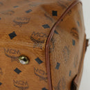 MCM Logogram Vicetos Boston Bag PVC Leather Brown Gold Auth 137869-14