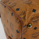 MCM Logogram Vicetos Boston Bag PVC Leather Brown Gold Auth 137869-15