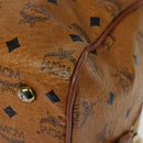 MCM Logogram Vicetos Boston Bag PVC Leather Brown Gold Auth 137869-16