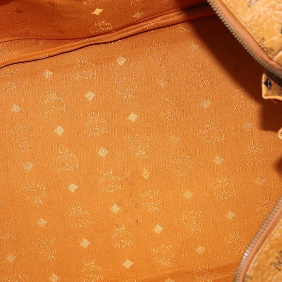 MCM Logogram Vicetos Boston Bag PVC Leather Brown Gold Auth 137869