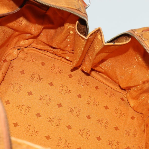 MCM Logogram Vicetos Boston Bag PVC Leather Brown Gold Auth 137869