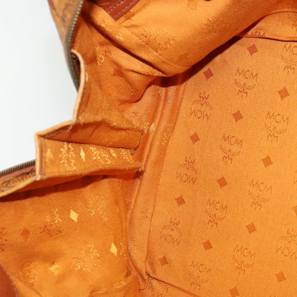 MCM Logogram Vicetos Boston Bag PVC Leather Brown Gold Auth 137869