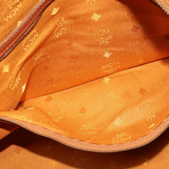 MCM Logogram Vicetos Boston Bag PVC Leather Brown Gold Auth 137869