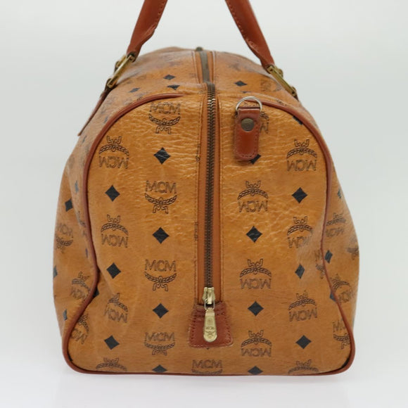 MCM Logogram Vicetos Boston Bag PVC Leather Brown Gold Auth 137869