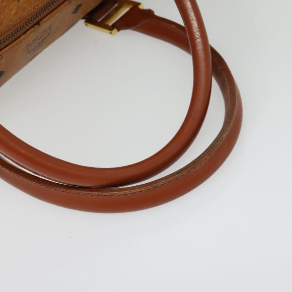 MCM Logogram Vicetos Boston Bag PVC Leather Brown Gold Auth 137869