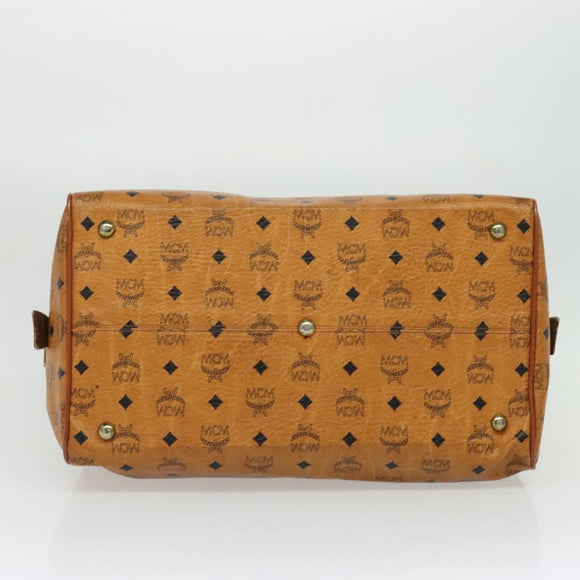 MCM Logogram Vicetos Boston Bag PVC Leather Brown Gold Auth 137869