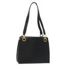 Salvatore Ferragamo Gancini Shoulder Bag Leather Black Gold Auth 137871-1