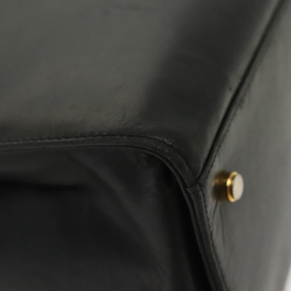 Salvatore Ferragamo Gancini Shoulder Bag Leather Black Gold Auth 137871